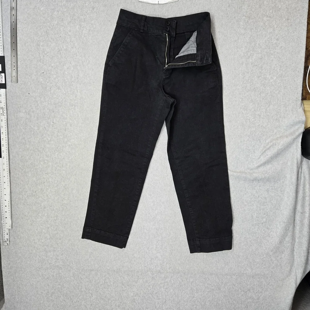 Everlane Women Pants 2 Black Twill Organic Cotton Taper Ankle 25